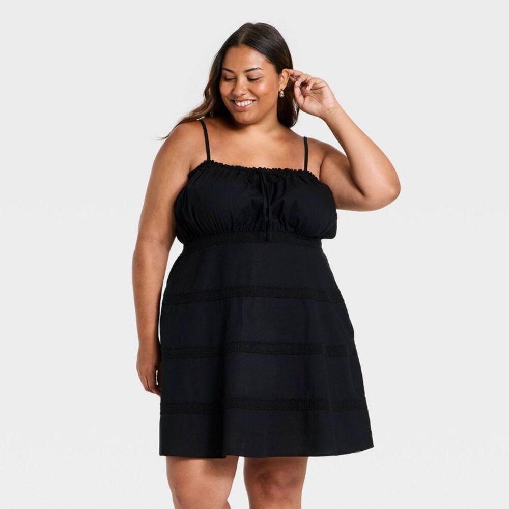 Women's Plus Mini Empire Waist Summer Dress - Black 4X